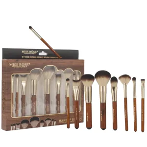 Kit de Pincéis Miss Rôse 7201-008M - 9 Peças - Marrom