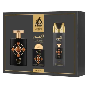 Kit Lattafa Al Qiam Gold Gift Set - Eau de Parfum - Unissex - 3 em 1 - 300ML + 200ML + 100ML