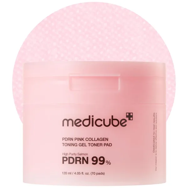 Almofadas Tônicas Faciais Medicube PDRN Pink Collagen Toning Gel Toner Pad - 120mL