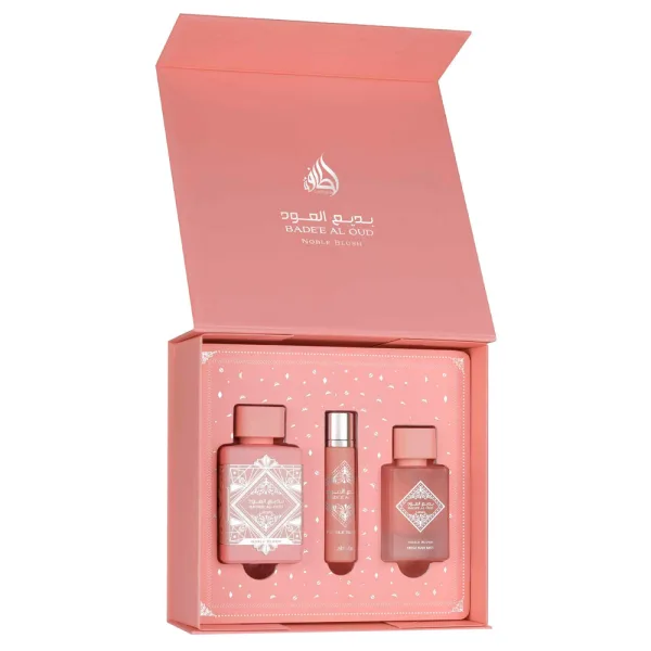 Kit Lattafa Bade'e Al Oud Noble Blush - Eau de Parfum - Feminino - 3 em 1 - 100ML + 12ML + 50ML